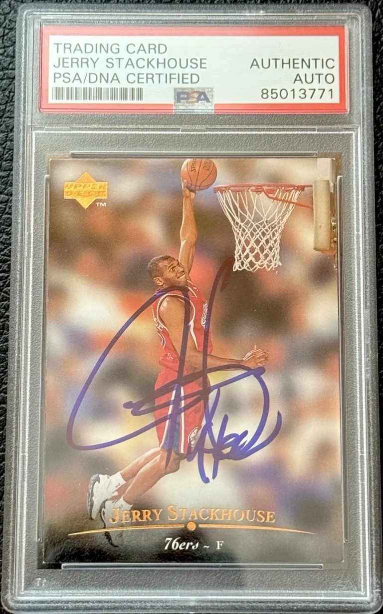 Jerry Stackhouse Signed Autographed 1995 Upper Deck Rookie Card PSA/DNA Slab