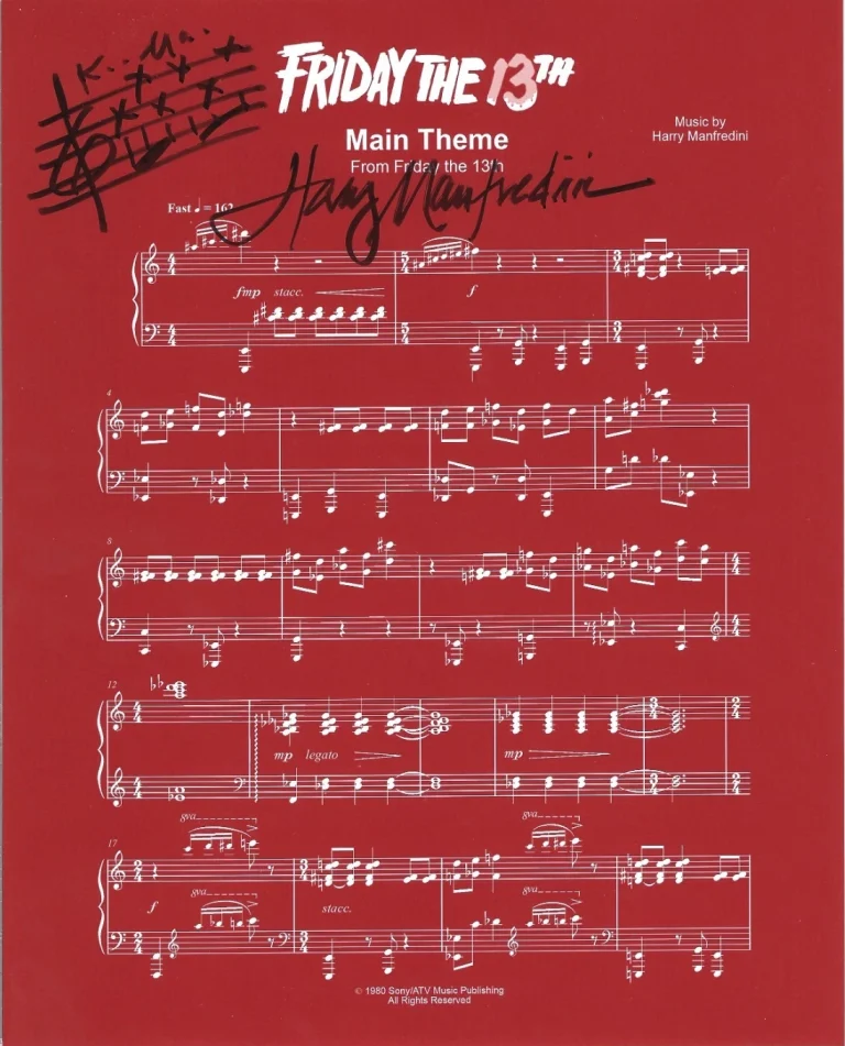 Harry Manfredini SIGNED Friday The 13th Main Theme Sheet Music COA Autographed