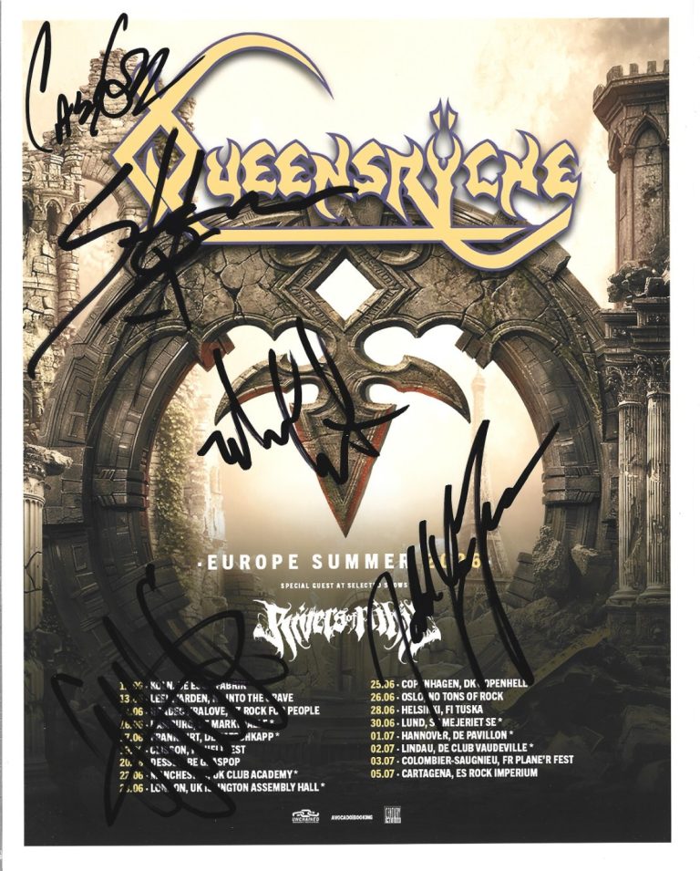 Queensryche REAL hand SIGNED Photo #2 COA Autographed by Michael Eddie +3