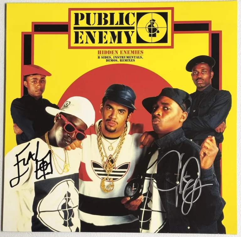 Chuck D & Flavor Flav Signed Public Enemy’s Hidden Enemies Vinyl Album PSA/DNA