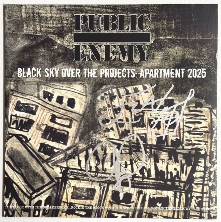Chuck D & Flavor Flav Signed Public Enemy’s Black Sky Over Vinyl Album PSA/DNA