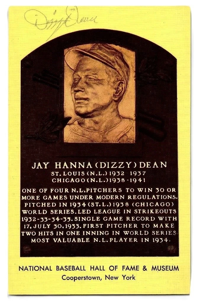 Dizzy Dean Signed Hall of Fame Plaque Card PSA PSA/DNA