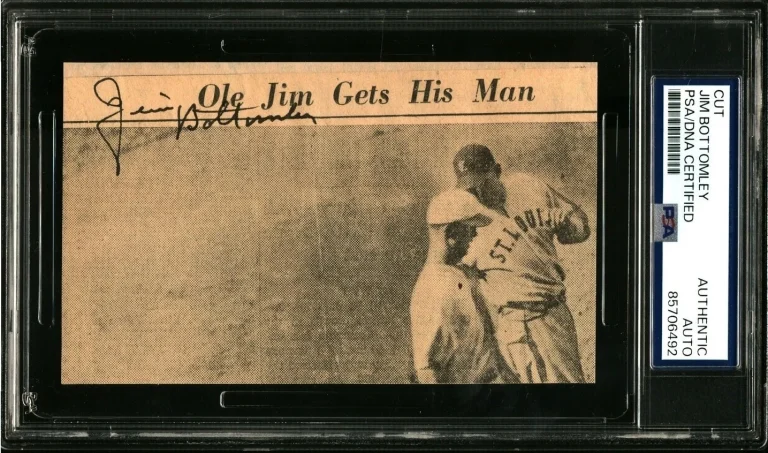 Jim Bottomley Signed 3x5 Newspaper Photograph PSA PSA/DNA