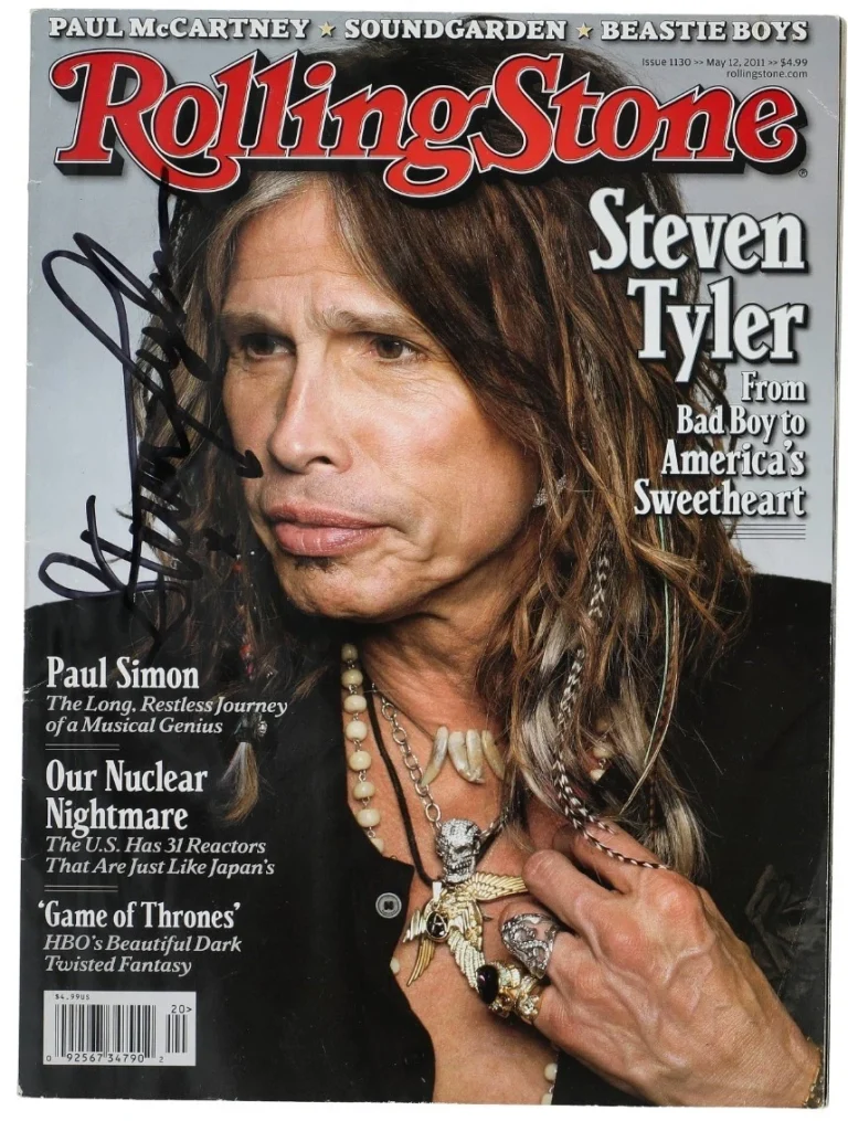 Steven Tyler Signed 2011 Rolling Stone Magazine Aerosmith Full Auto Beckett BAS