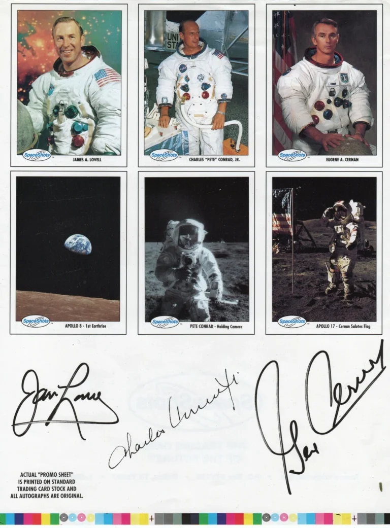 SpaceShots 1992 Original Promo Sheet Lovell Conrad Cernan Pre Printed Autographs