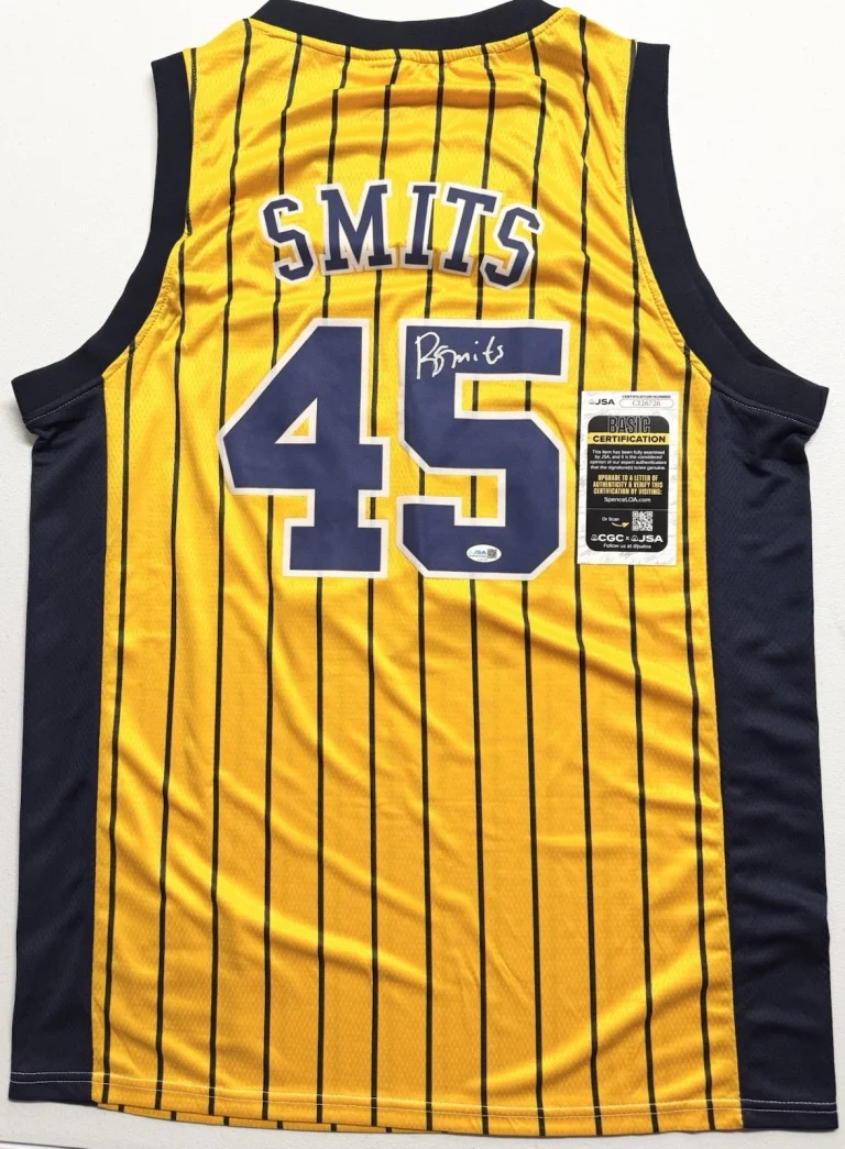 Rik Smits Signed Autographed Indiana Pacers Throwback Jersey JSA COA