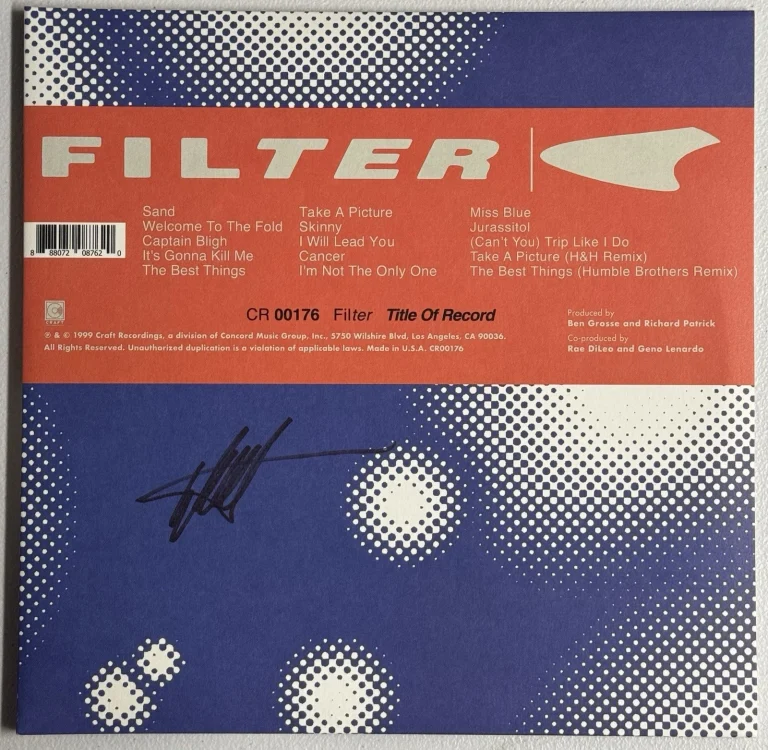 Richard Patrick Signed Autographed Filter Self Titled Vinyl LP PSA/DNA COA