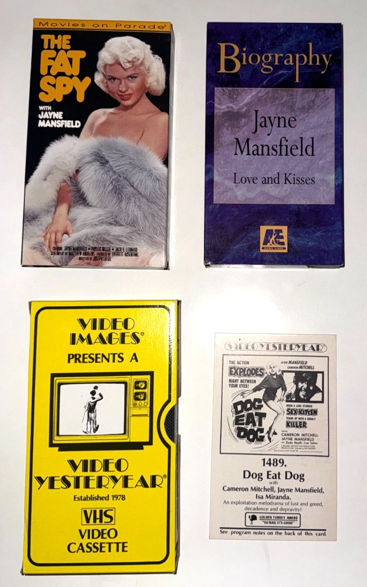 Jayne Mansfield VHS Lot The Fat Spy A&E Biography Dog Eat Dog Video Yesteryear