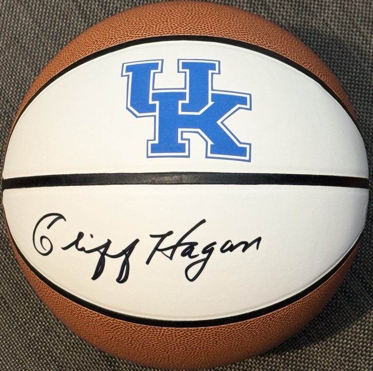 Cliff Hagan Signed Autographed Kentucky Wildcats Logo Basketball JSA