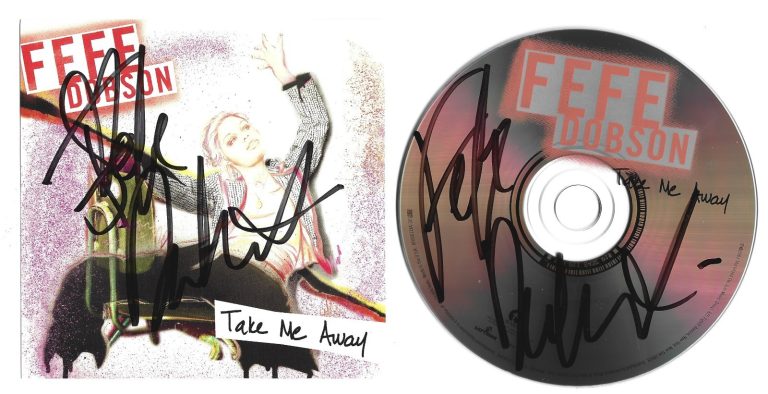 Fefe Dobson REAL hand 2x Twice SIGNED Take Me Away CD Single COA Autographed
