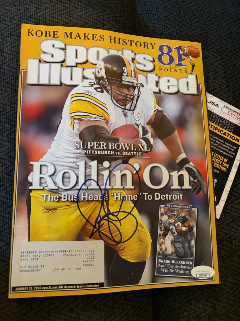Jerome Bettis signed Sports Illustrated JSA Authentication COA