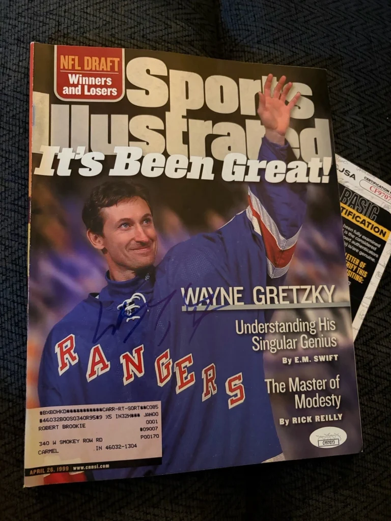 Wayne Gretzky signed Sports Illustrated JSA Authentication COA 1999 Rangers