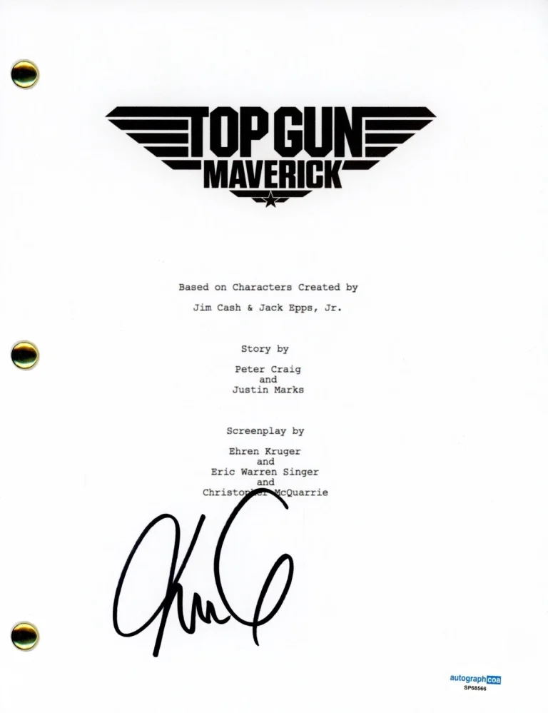 Christopher McQuarrie Signed Top Gun Maverick Full Movie Script Writer ACOA COA