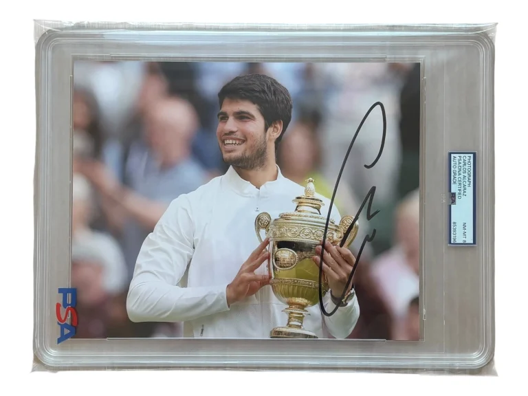 Carlos Alcaraz Signed 8x10 Photo Psa/Dna Encapsulated NM-MT 8 AUTO WIMBLEDON