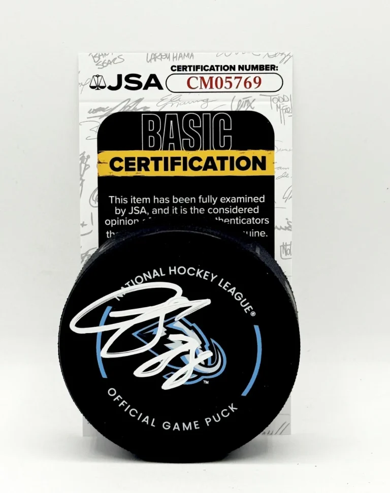 Liam O'Brien signed Utah Mammoth Official Game Puck autographed JSA