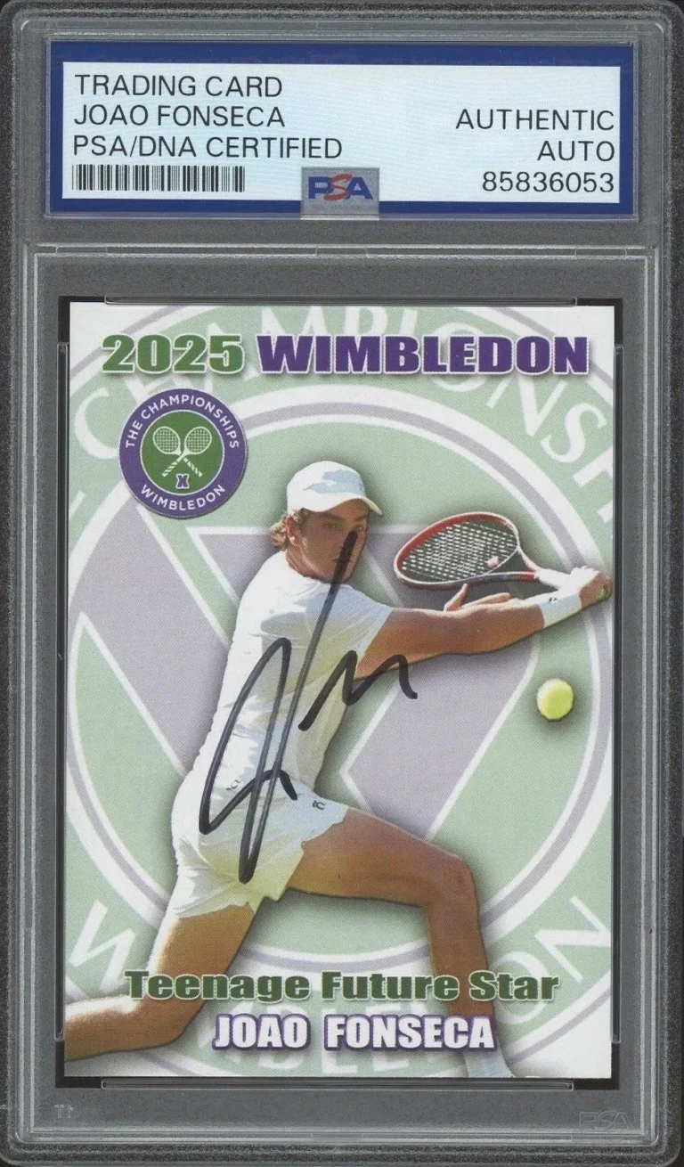 2025 Pro Net Tennis Joao Fonseca Signed Wimbledon Rookie Card /100 PSA AUTO RC