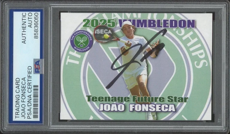 2025 Pro Net Tennis Joao Fonseca Signed Wimbledon Rookie Card /100 PSA AUTO RC