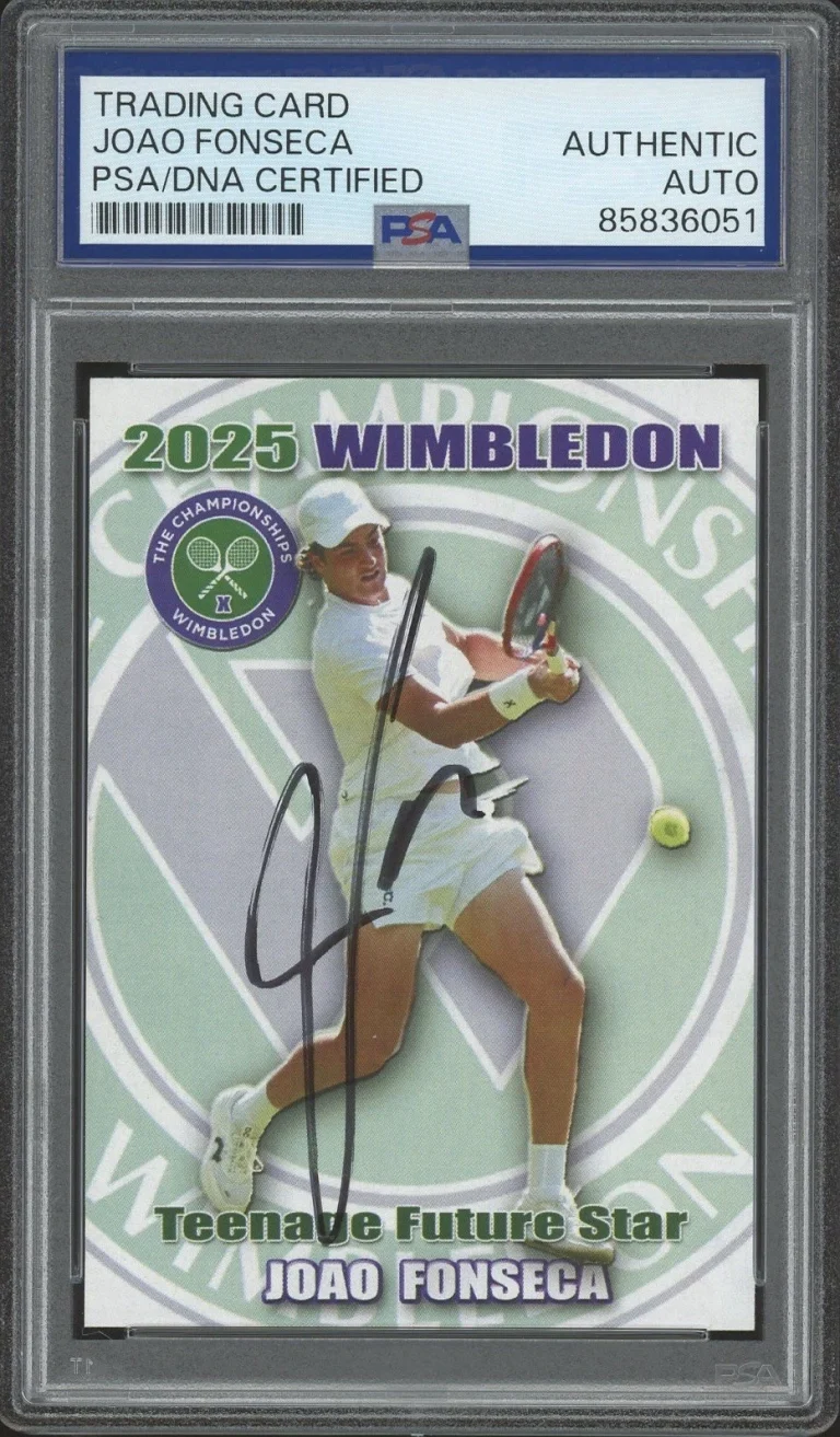 2025 Pro Net Tennis Joao Fonseca Signed Wimbledon Rookie Card /100 PSA AUTO RC