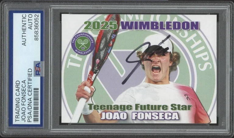 2025 Pro Net Tennis Joao Fonseca Signed Wimbledon Rookie Card /100 PSA AUTO RC