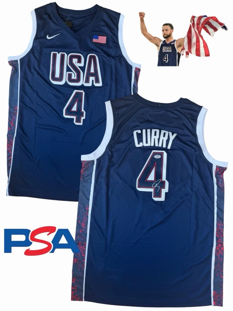 Stephen Curry Signed 2024 Paris Olympics Team USA #4 Jersey PSA AUTO GOLD MEDAL