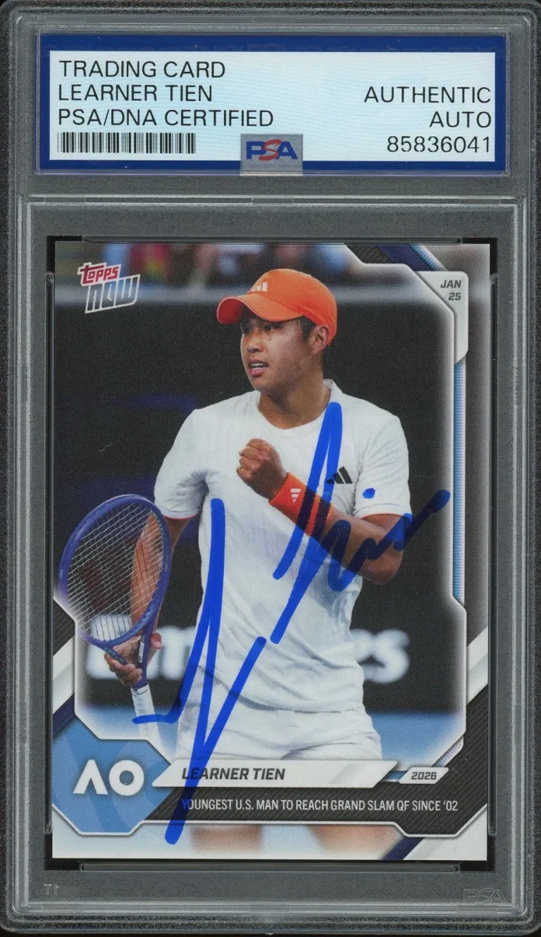 2026 Topps Now Tennis #3 Learner Tien Signed Australian Open Rookie PSA AUTO RC