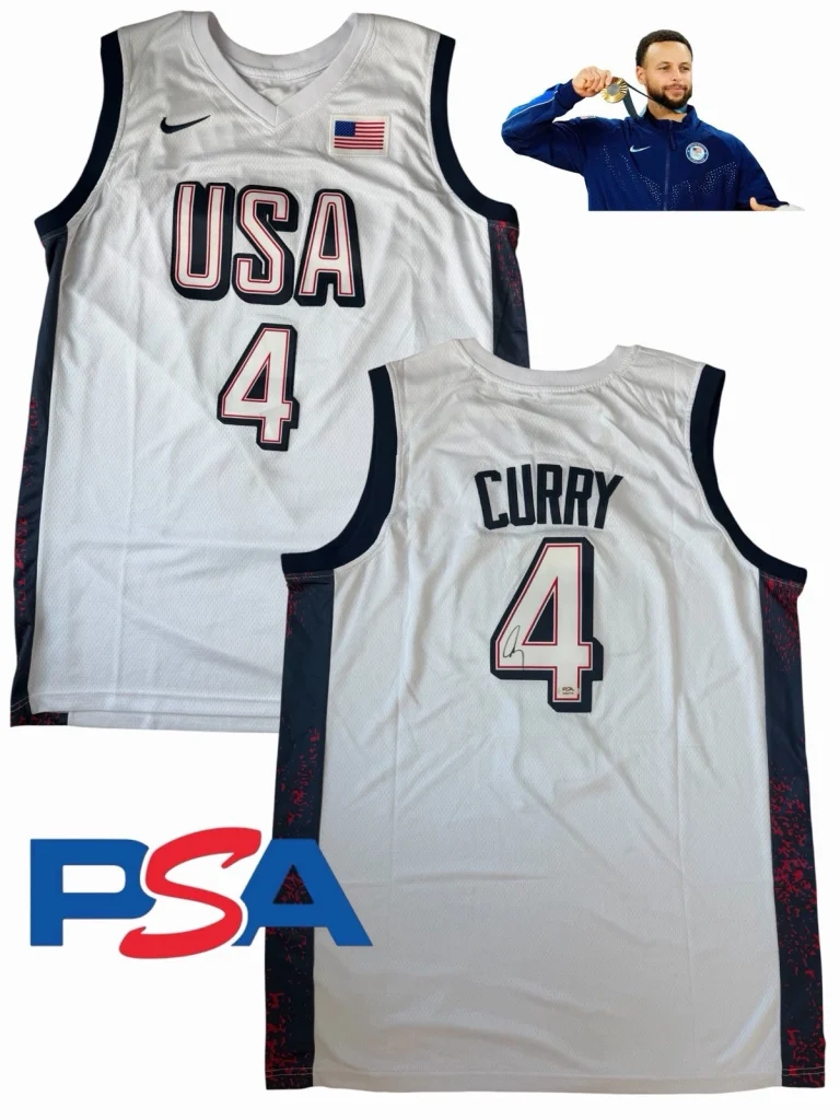 Stephen Curry Signed 2024 Paris Olympics Team USA #4 Jersey PSA AUTO GOLD MEDAL