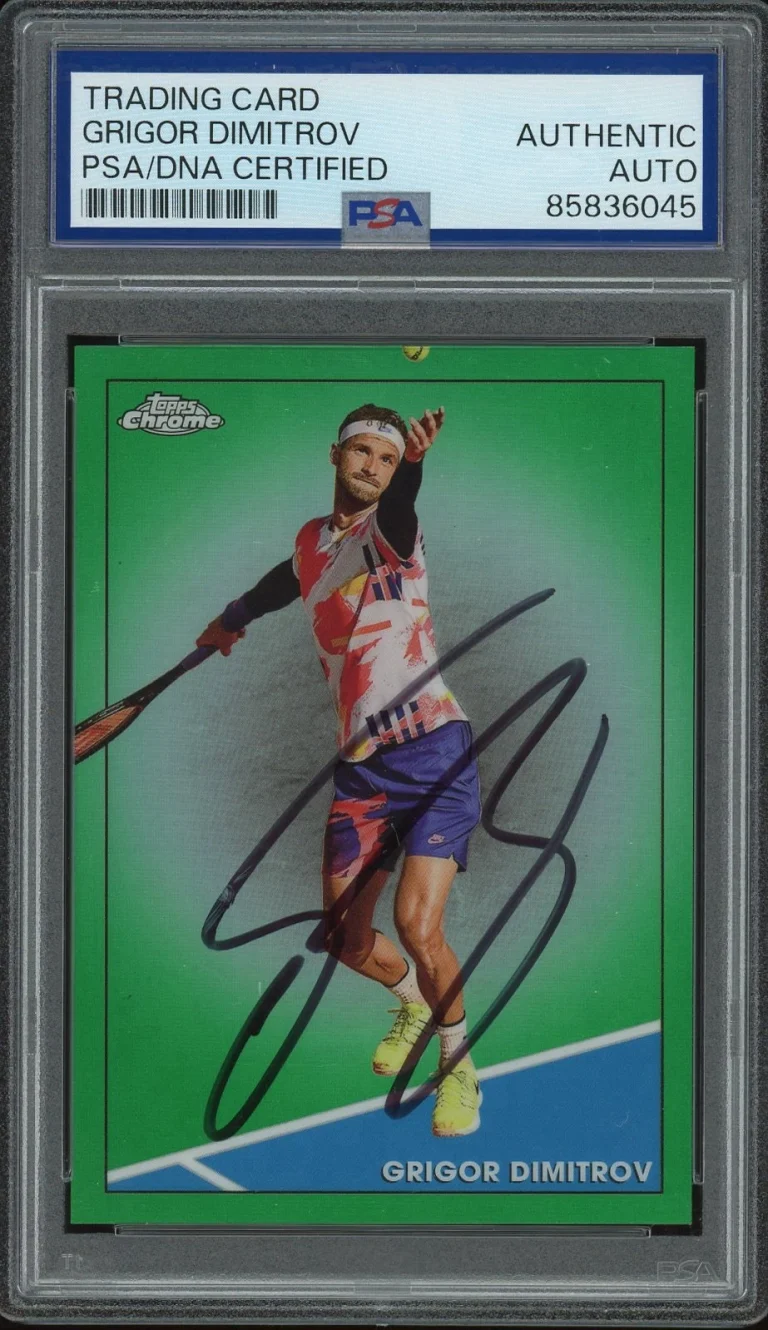 2021 Topps Chrome Tennis #18 Grigor Dimitrov Signed Green /75 Rookie PSA AUTO RC