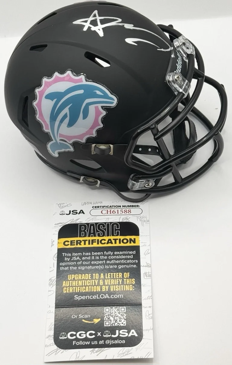 Chris Johnson Signed Autographed Miami Dolphins Mini Helmet JSA COA