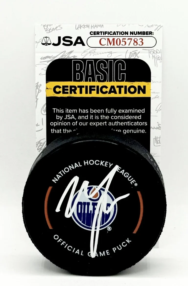 Matthew Savoie signed Edmonton Oilers Official Game Puck autographed JSA COA