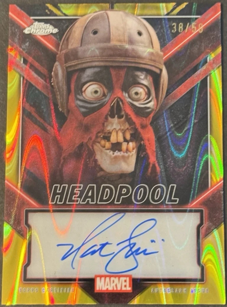 2025 Topps Chrome Deadpool TC-NF Headpool GOLD LAVA Nathan Fillion Auto #/50