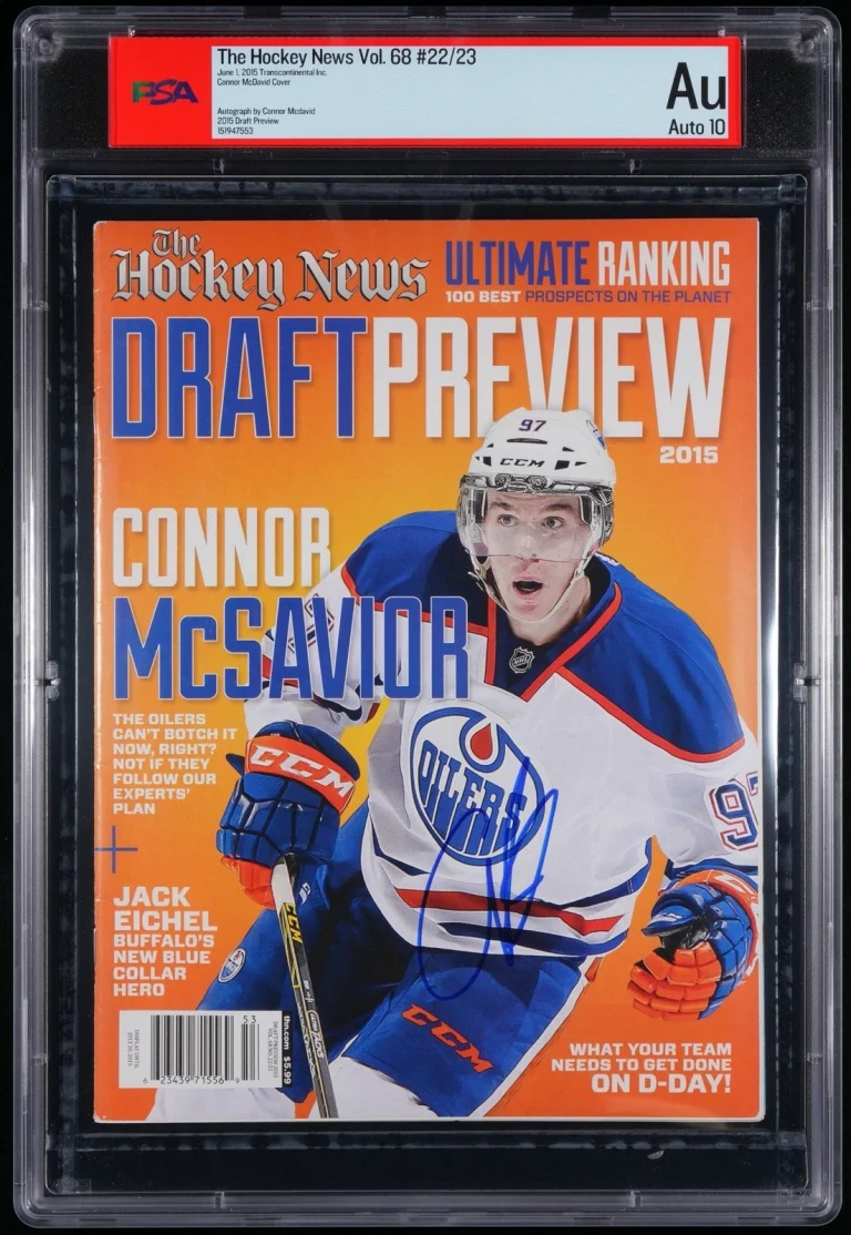 Connor McDavid Signed 2015 The Hockey News Rookie Draft Magazine PSA 10 AUTO