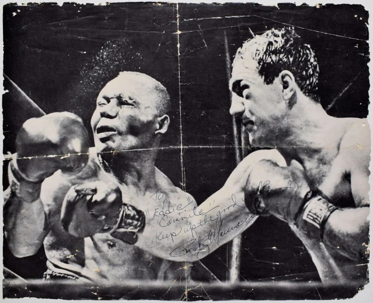 Rocky Marciano Signed 16x20 Photograph vs Walcott JSA LOA