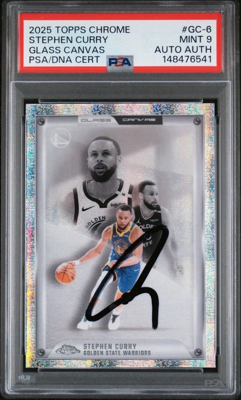 2025 Topps Chrome NBA #GC6 Stephen Curry Signed Glass Canvas SSP Auto PSA MINT 9