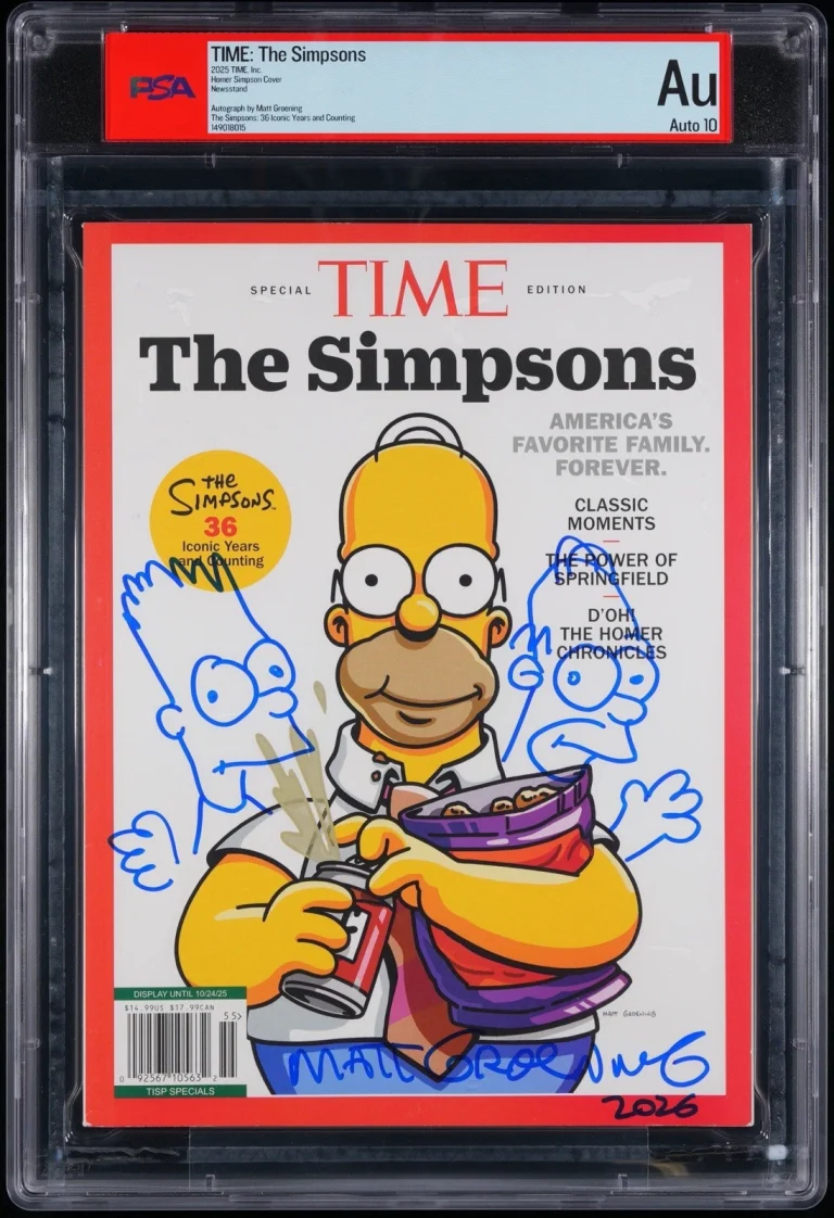 Matt Groening Signed 2025 Time Magazine Homer Bart Simpson Sketch PSA 10 AUTO