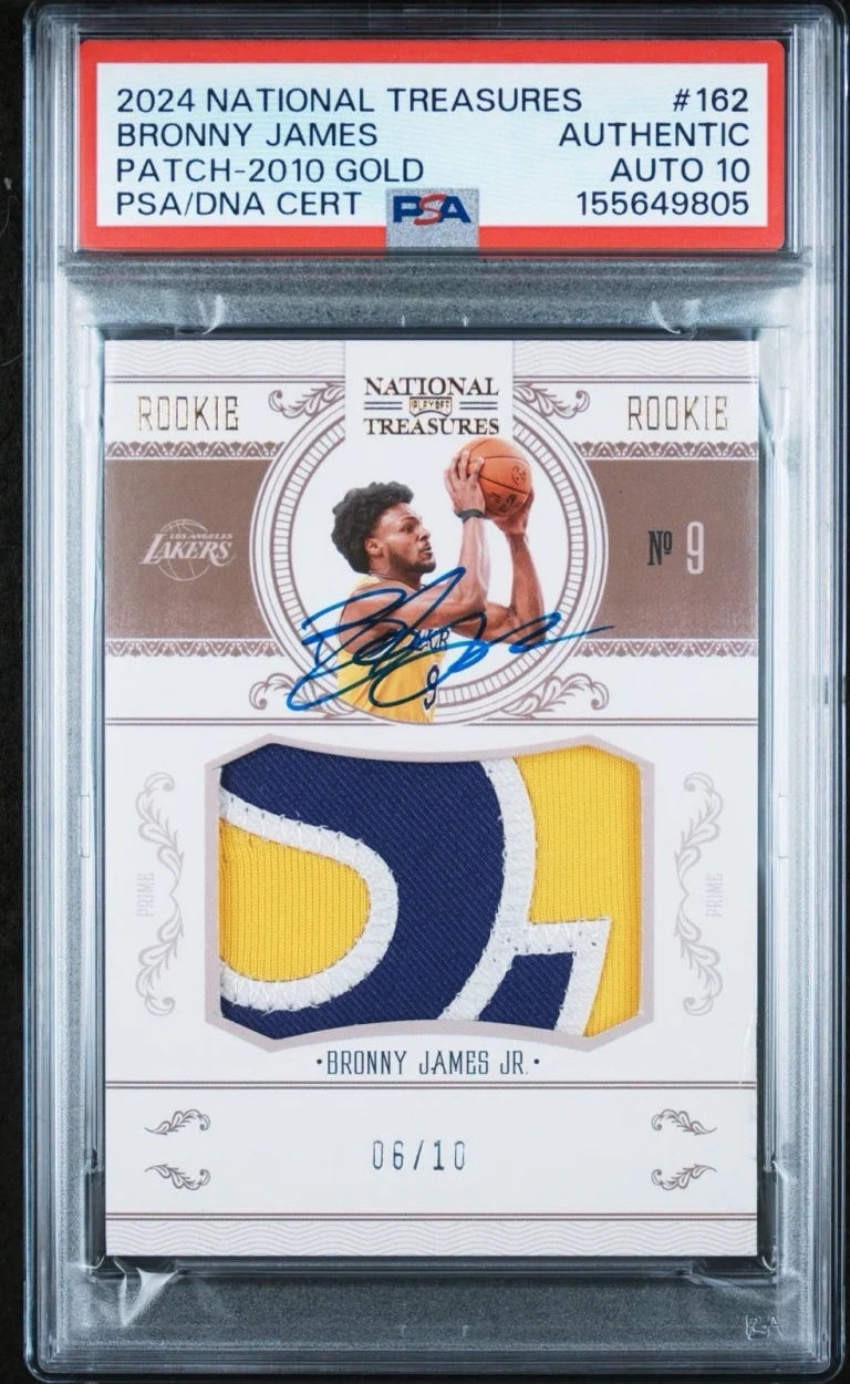 2024 National Treasures #162 Bronny James Rookie Patch Gold /10 Psa/Dna Auto 10