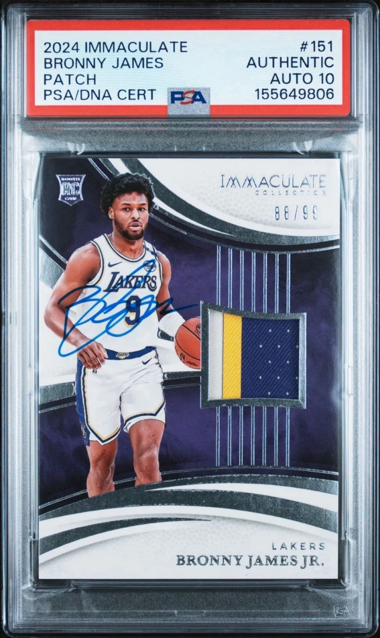 2024 Panini Immaculate #151 Bronny James Rookie Patch /99 PSA/DNA AUTO 10 LAKERS