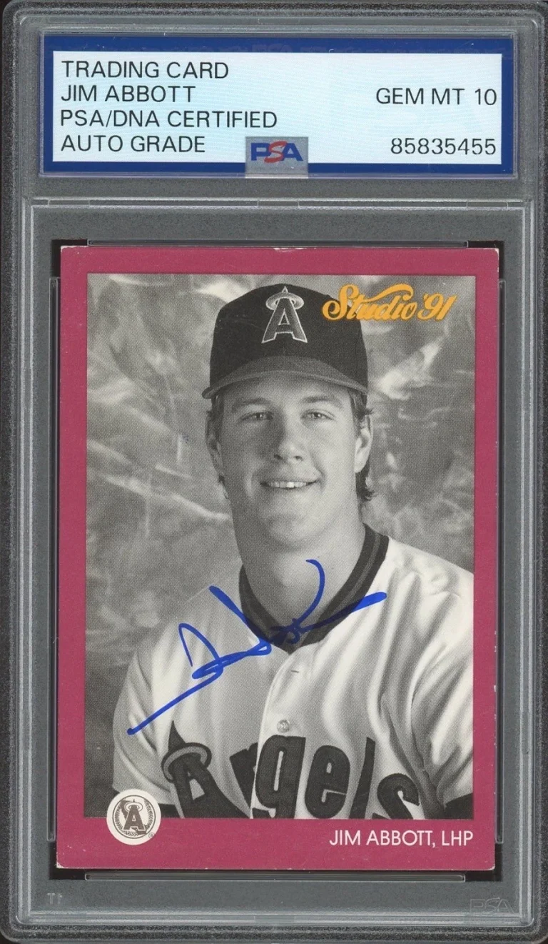 1991 Studio Baseball #22 Jim Abbott Signed Card PSA 10 AUTO California Angels