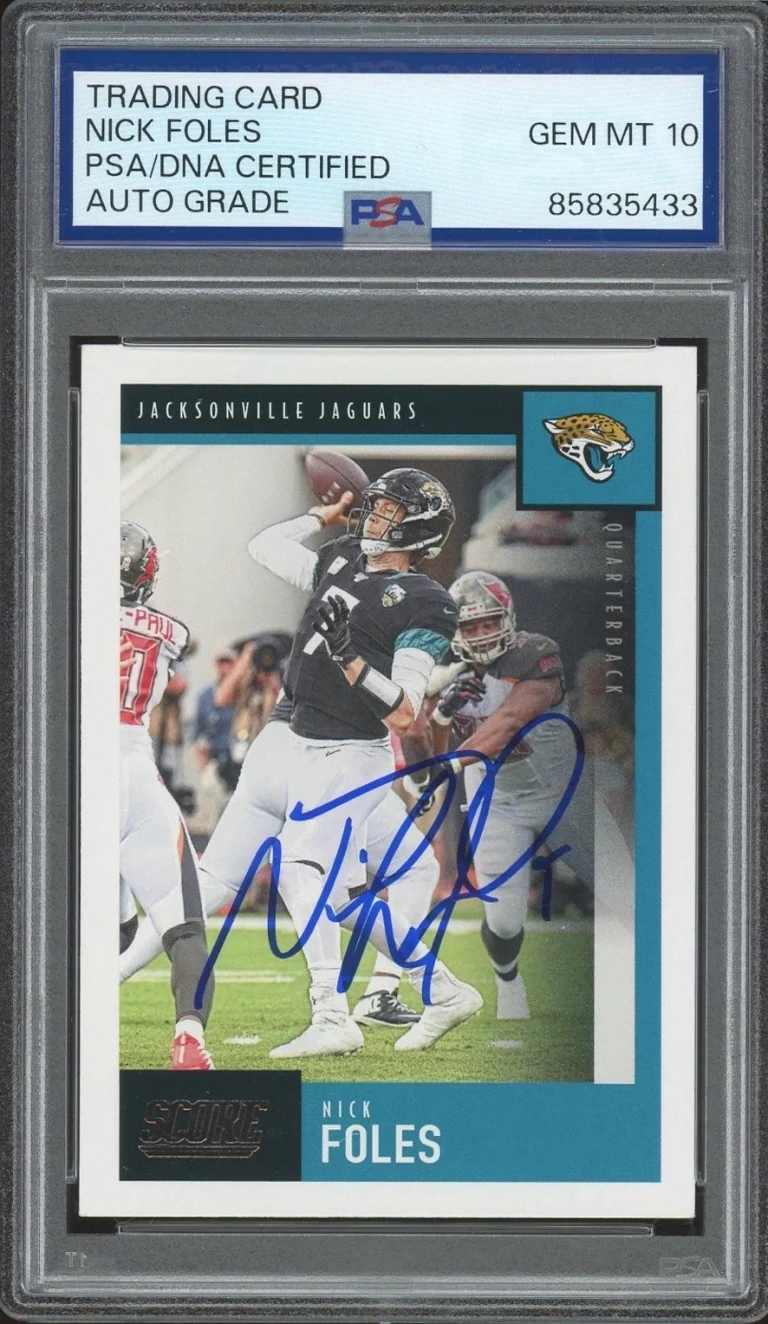2020 Panini Score NFL #107 Nick Foles Signed Card PSA/DNA AUTO 10 Jaguars
