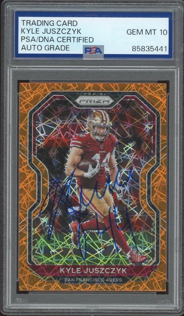 2020 Panini Prizm #289 Kyle Juszczyk Signed Orange Lazer Prizm PSA/DNA AUTO 10