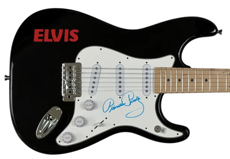 Priscilla Presley Signed Autograph Electric Guitar Elvis Presley Wife BAS COA