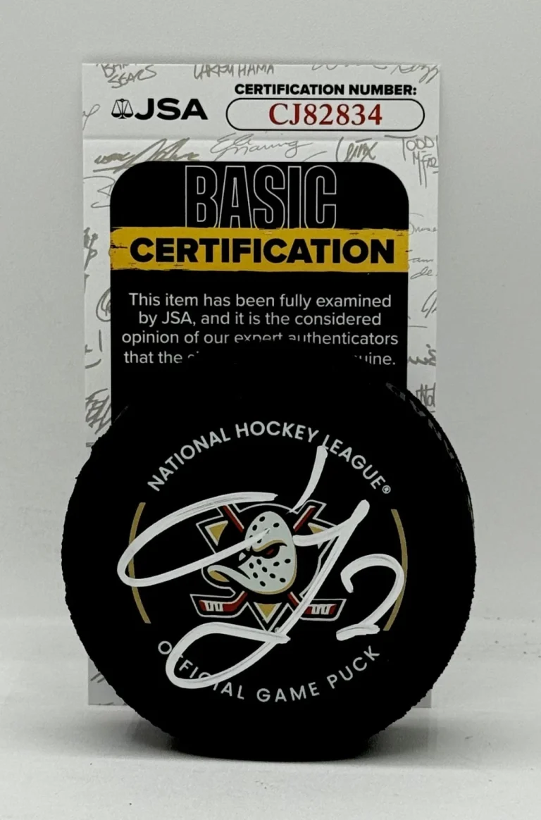 Jackson LaCombe signed Anaheim Ducks Official Game Puck autographed JSA