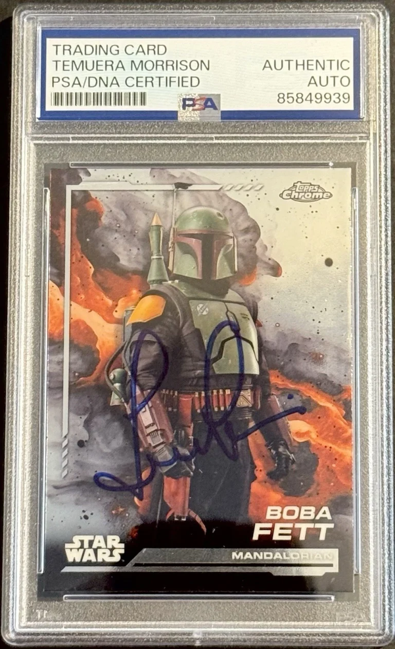 TEMUERA MORRISON SIGNED 2024 TOPPS CHROME BOBA FETT  CARD PSA AUTO STAR WARS