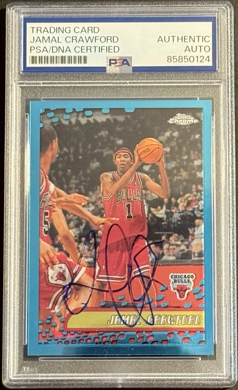 Jamal Crawford Signed 2001-02 Topps Chrome Card Chicago Bulls PSA/DNA Slabbed