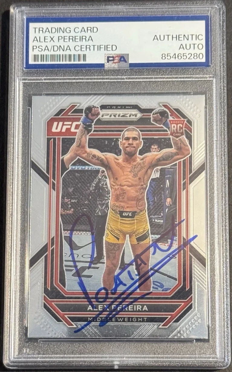 Alex Pereira Signed Autographed 2023 Prizm UFC Rookie Card PSA/DNA Slabbed