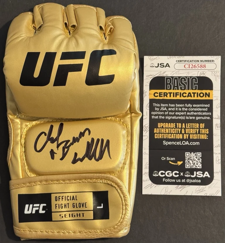 Chuck Liddell Signed Autographed Gold UFC Fight Glove JSA COA The Iceman