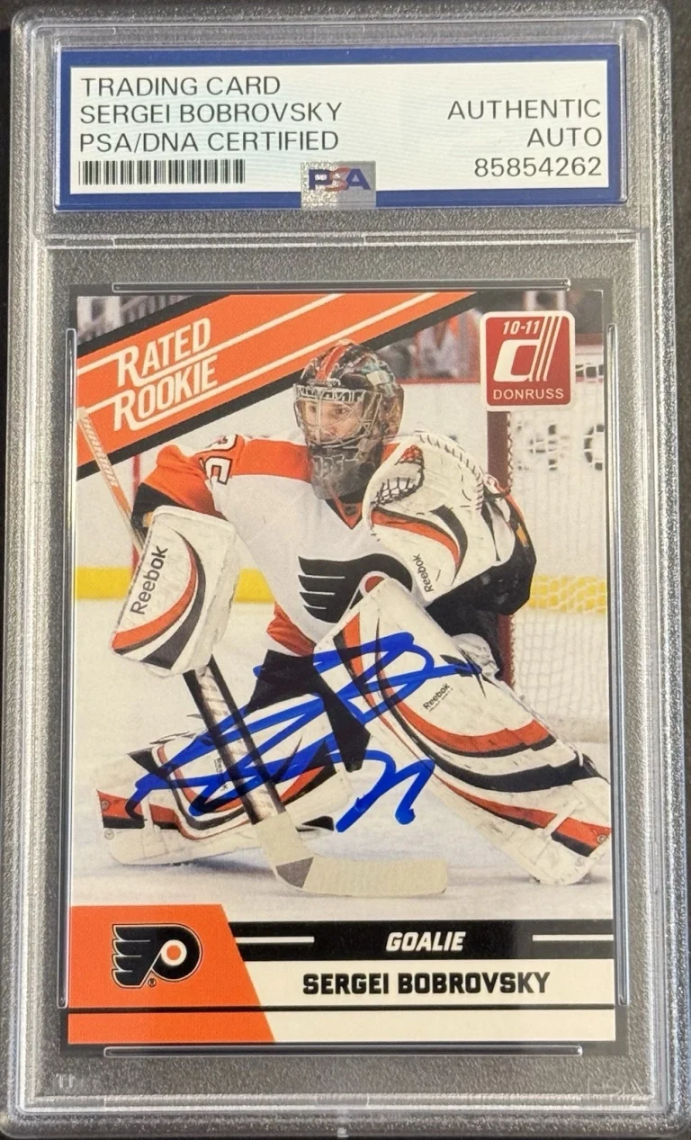 Sergei Bobrovsky Signed 2010-11 Donruss Rated Rookie Card PSA/DNA Slabbed