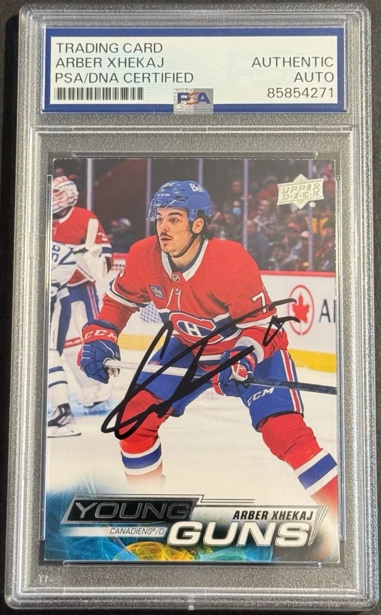 ARBER XHEKAJ AUTOGRAPH SIGNED UPPER DECK YOUNG GUNS CARD CANADIENS PSA/DNA SLAB