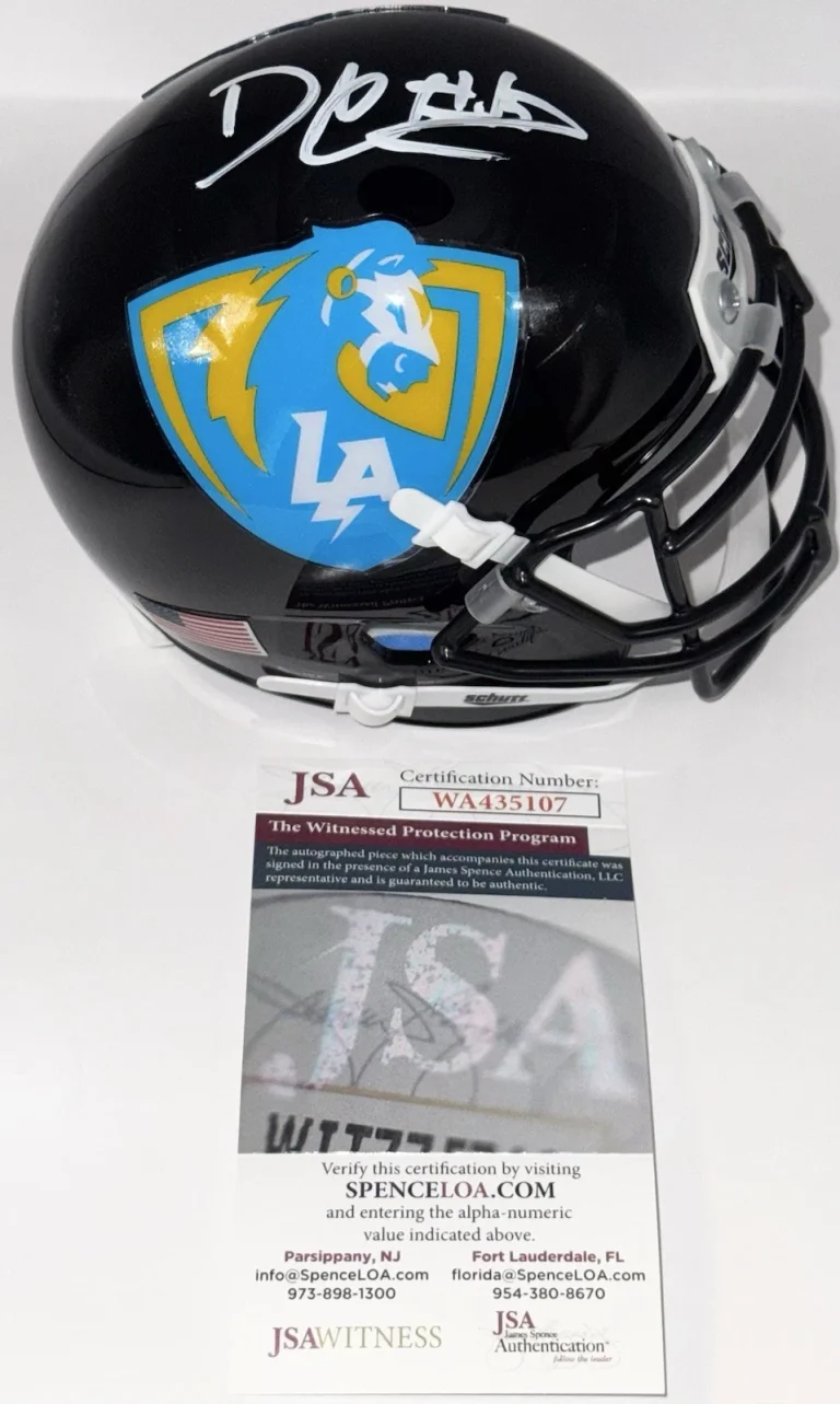 David Njoku Signed Autographed Los Angeles Chargers Mini Helmet JSA COA