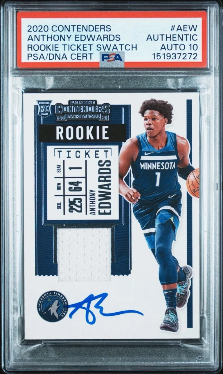 2020 Panini Contenders Anthony Edwards Rookie Ticket Swatch PSA/DNA AUTO 10 RC
