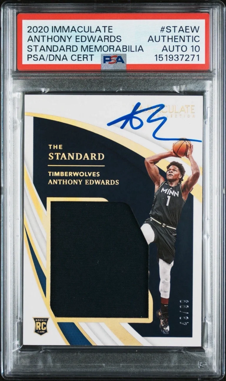 2020 Panini Immaculate Anthony Edwards Rookie Memorabilia /99 PSA/DNA AUTO 10 RC